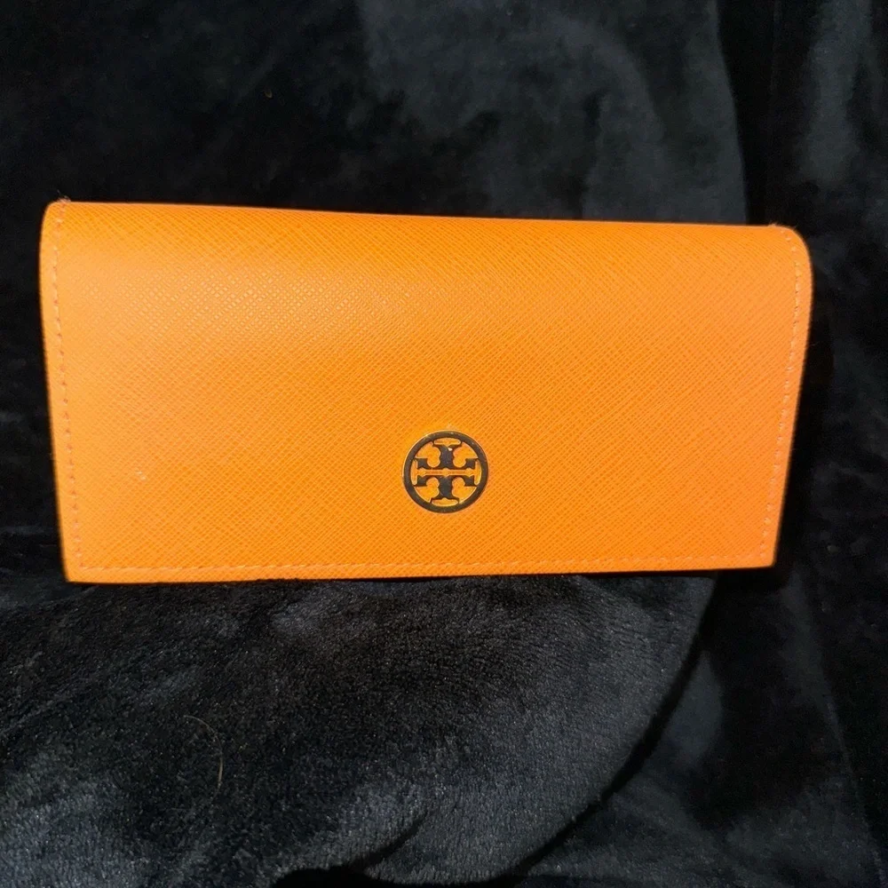 Tory Burch Orange Sunglasses Holder Case CASE ONLY Foldable Secure Case